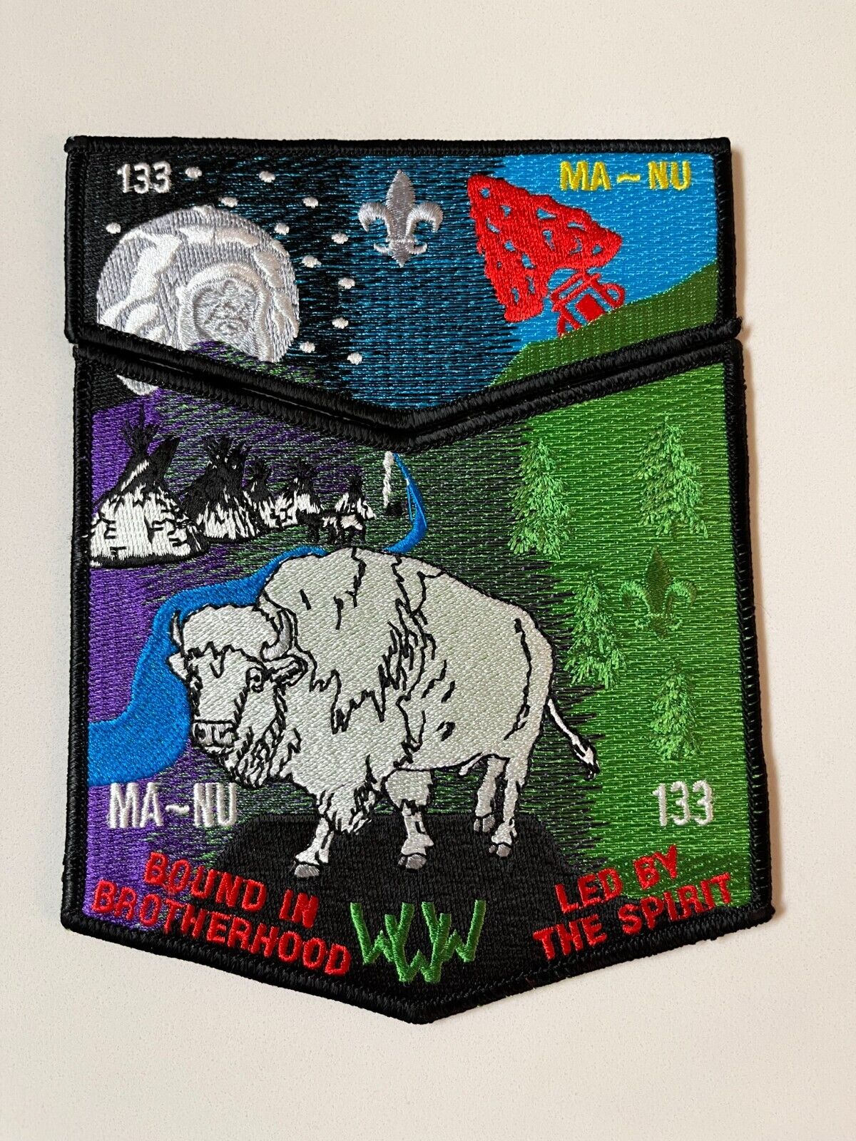 Boy Scout OA 133 Ma-Nu Lodge Bound In Brotherhood Led by the Spirit 2 Piece Flap