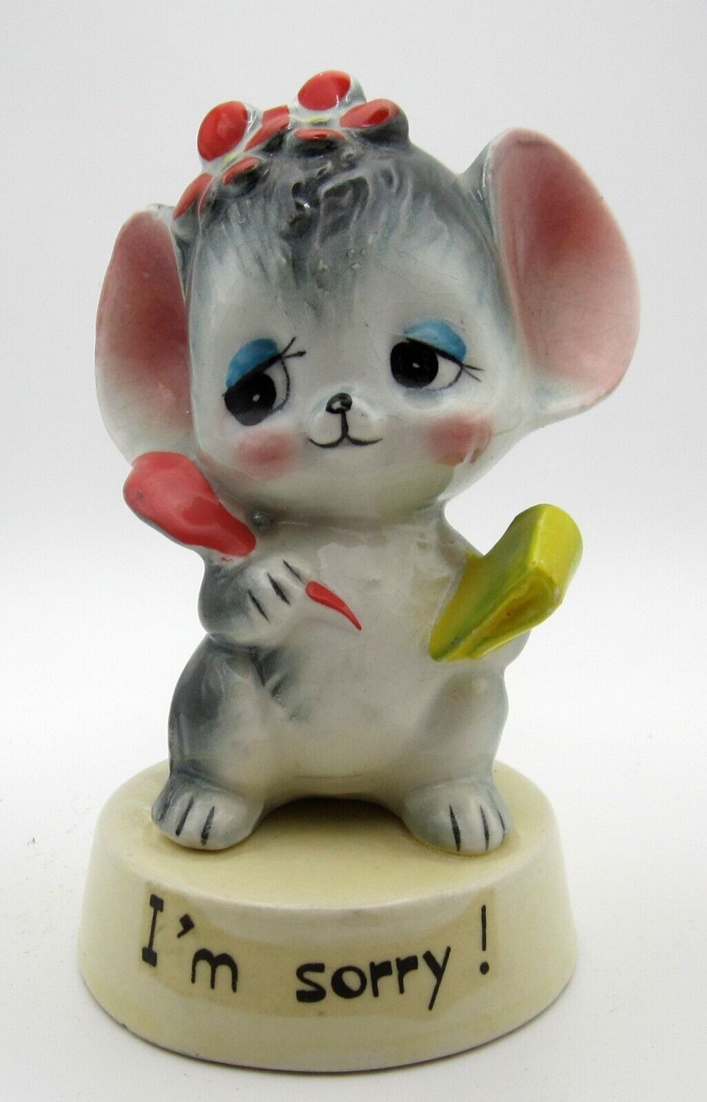 Anthropomorphic Ceramic Mouse I\'m Sorry Japan Vintage Figurine