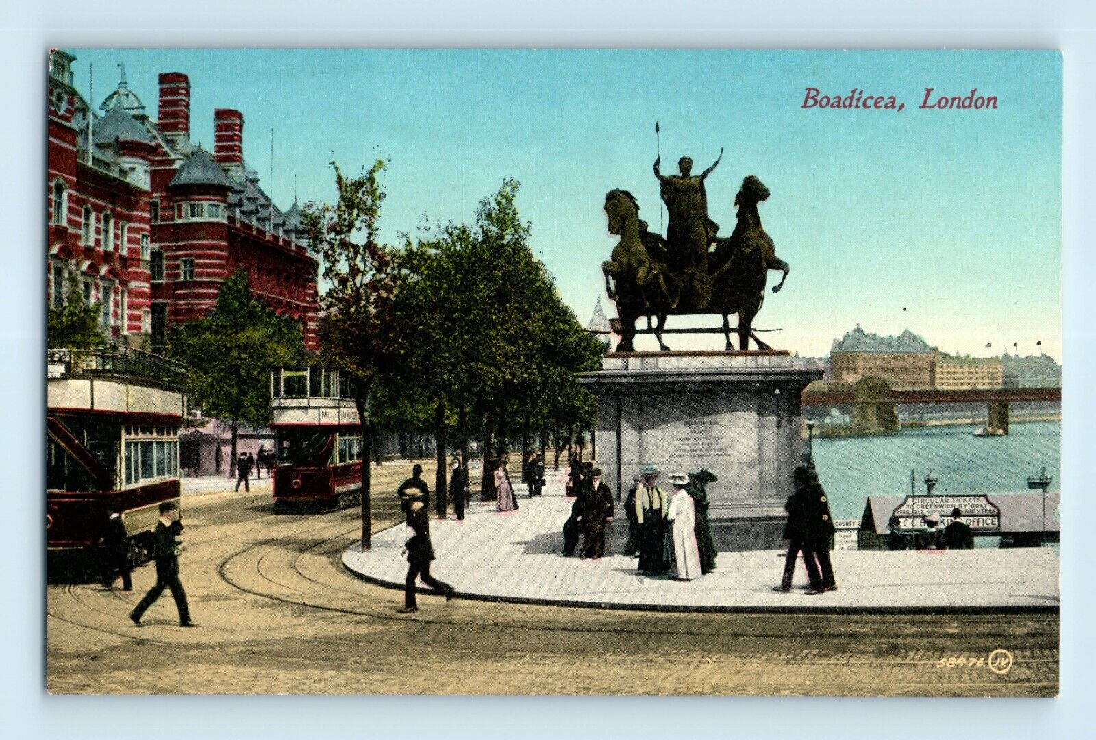 Boadicea Westminster, London Statue Two Horse Carriage Man w/ Spear Postcard C2