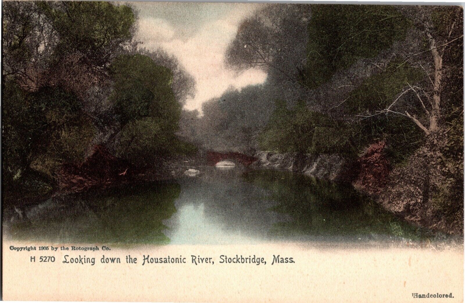 Looking Down Housatonic River Stockbridge MA Undivided Back c1907 Postcard S26