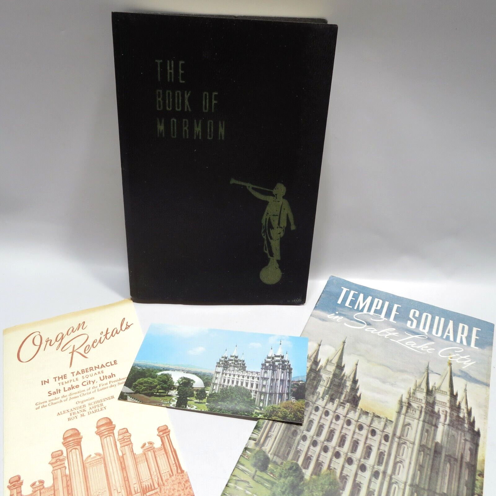 Book Of Mormon 1950 + Vintage Ephemera Lot LDS Latter Day Saints Temple Square