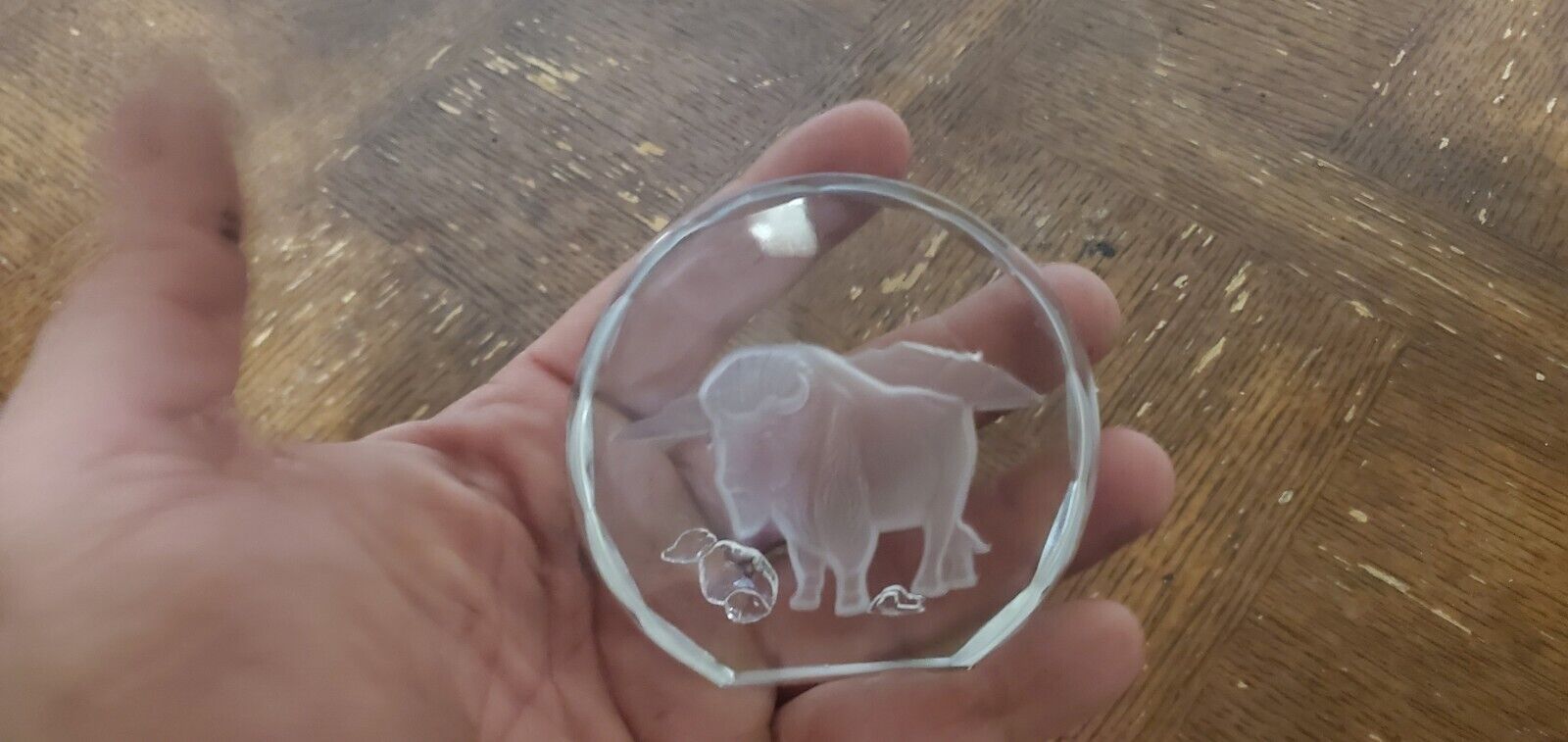 Vintage The Danbury Mint Wildlife Crystals Paperweight Buffalo W. Germany