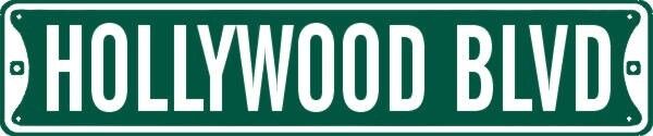 HOLLYWOOD BLVD STREET SIGN GARAGE WALL METAL 5X24 #016 GREEN