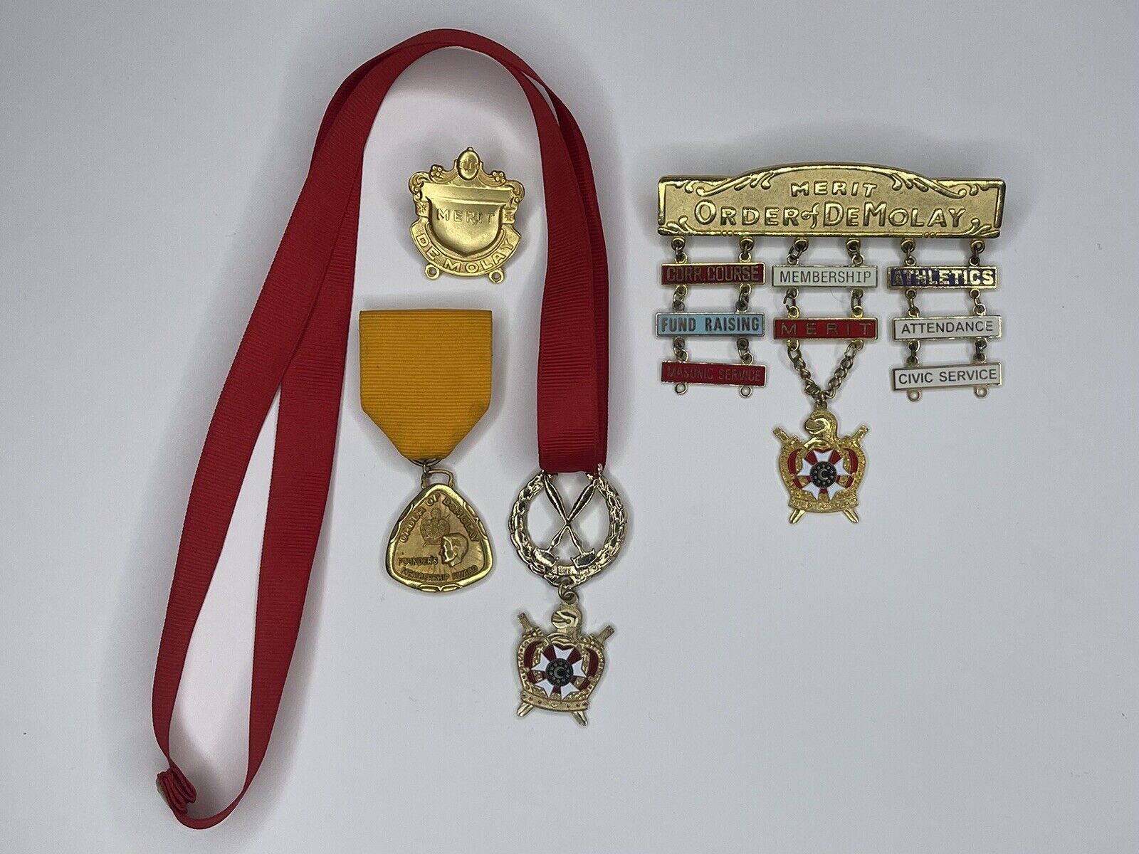 ORDER of DEMOLAY Founders Membership, Frank S Land, Master Counselor Ribbon,More