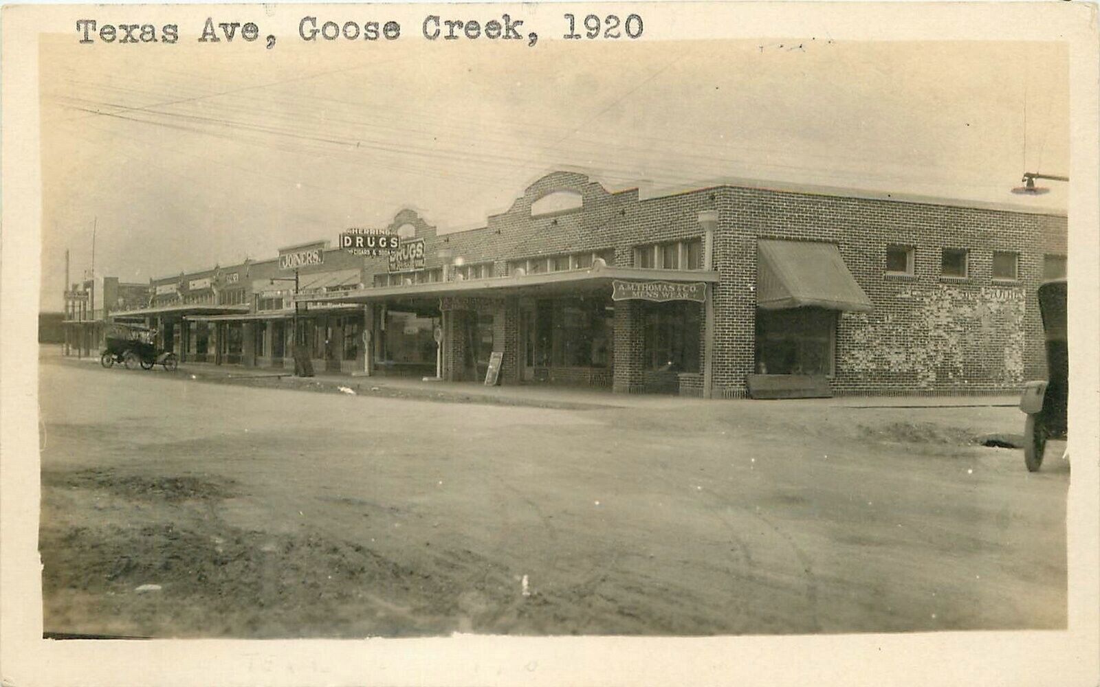 Postcard RPPC Texas Goose Creek 1920 Street View 2323-9295