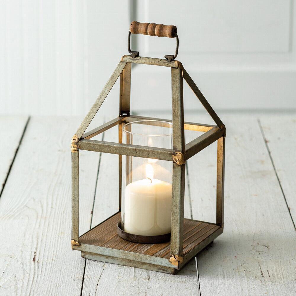 Mixed Metal Small Lantern - Farmhouse French Country Candle Holder - Primitive 