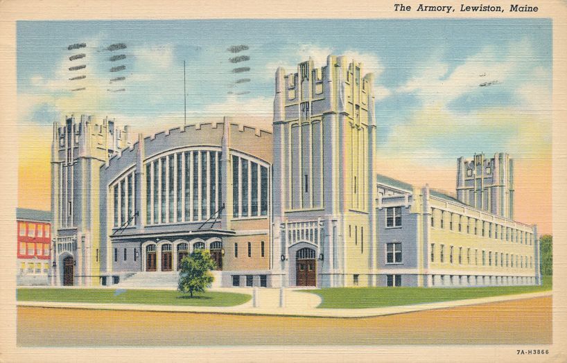 Lewiston, Maine - The Armory - pm 1946 - Linen