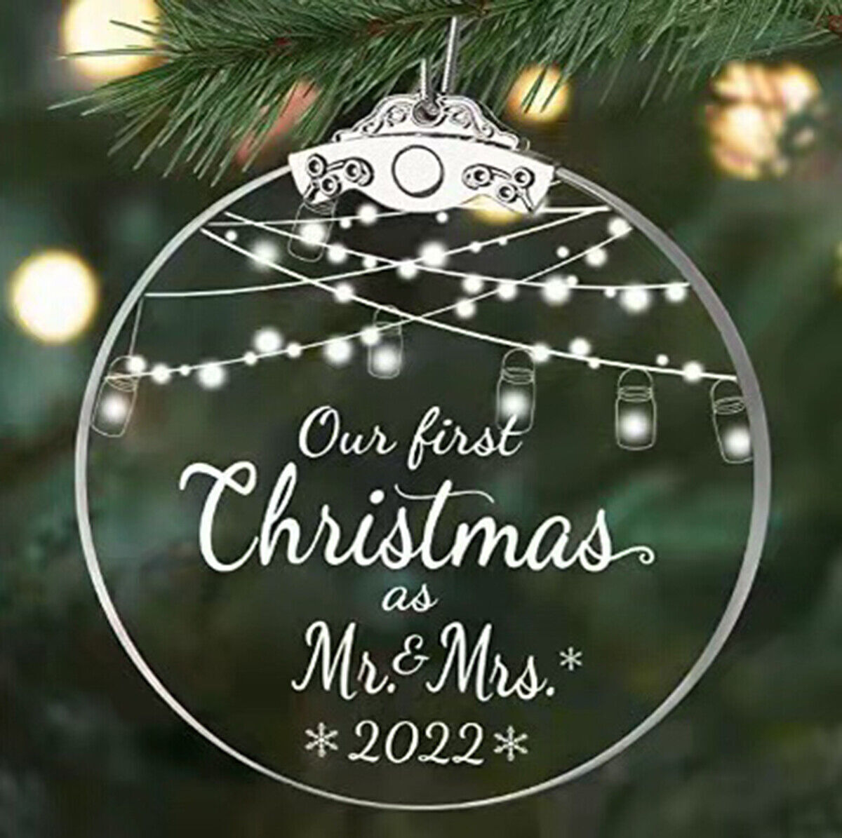 2022 Our First Christmas as Mr Mrs Married Newlywed Keepsake Wedding Decoration