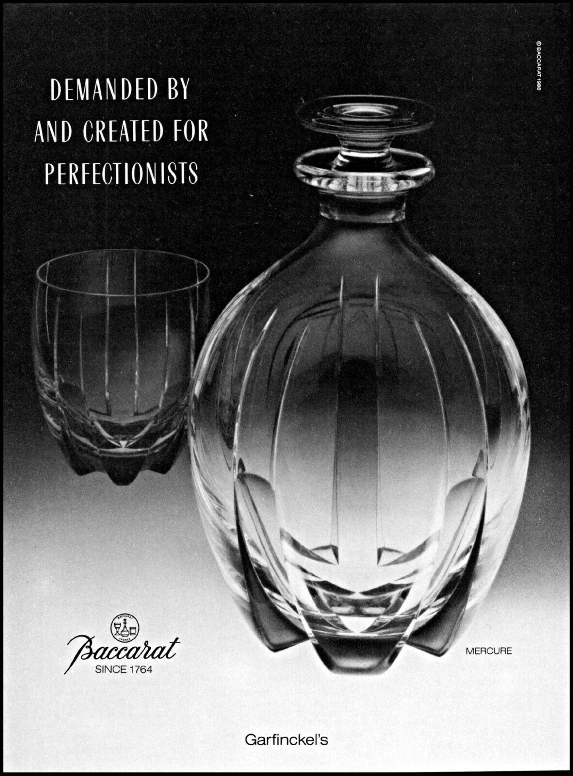 1988 Baccarat Fine Crystal Garfinkel\'s glassware vintage photo print ad ads18