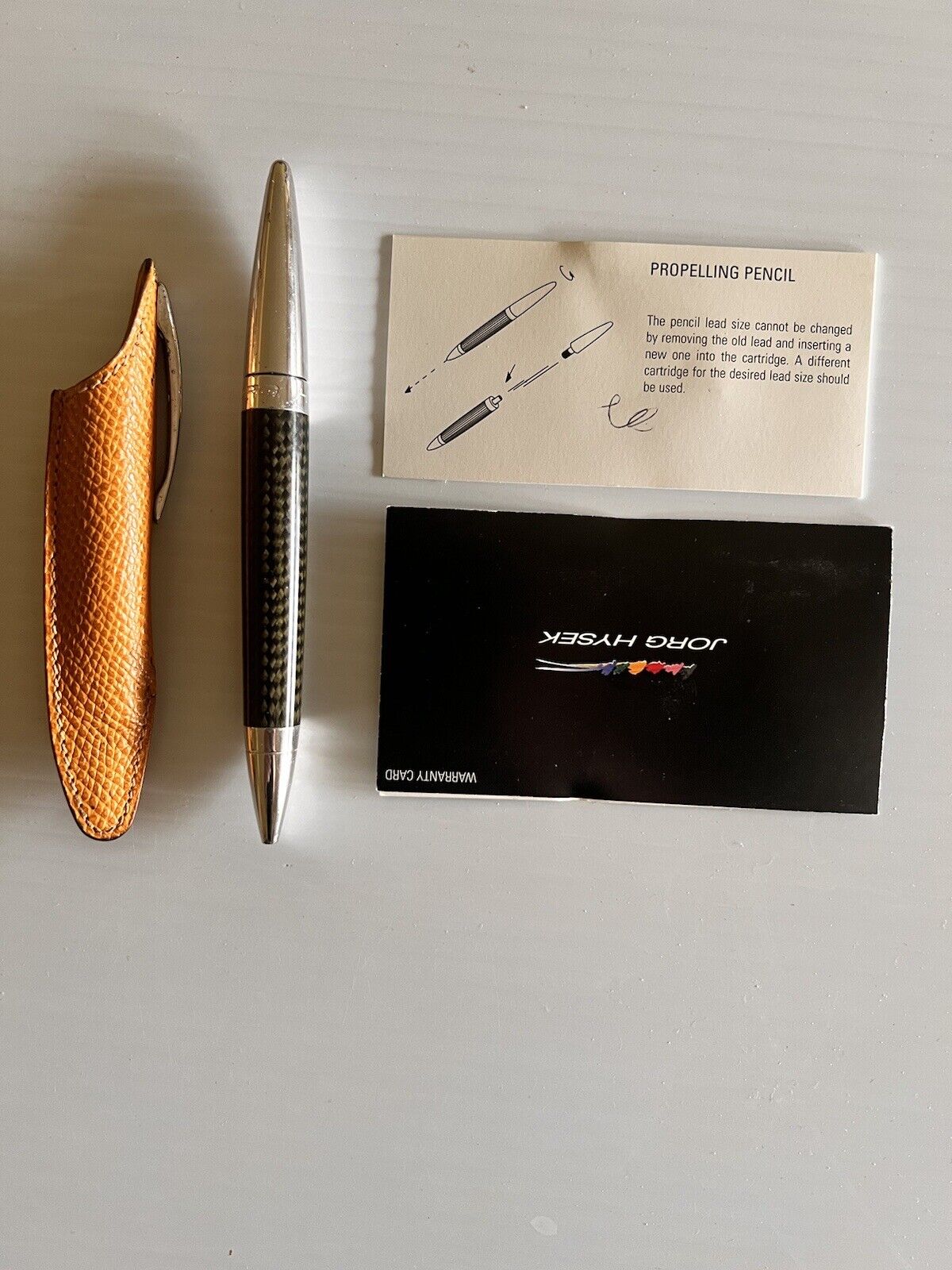 Jorg Hysek Black Palladium Rollerball Pen with Tan Leather Case