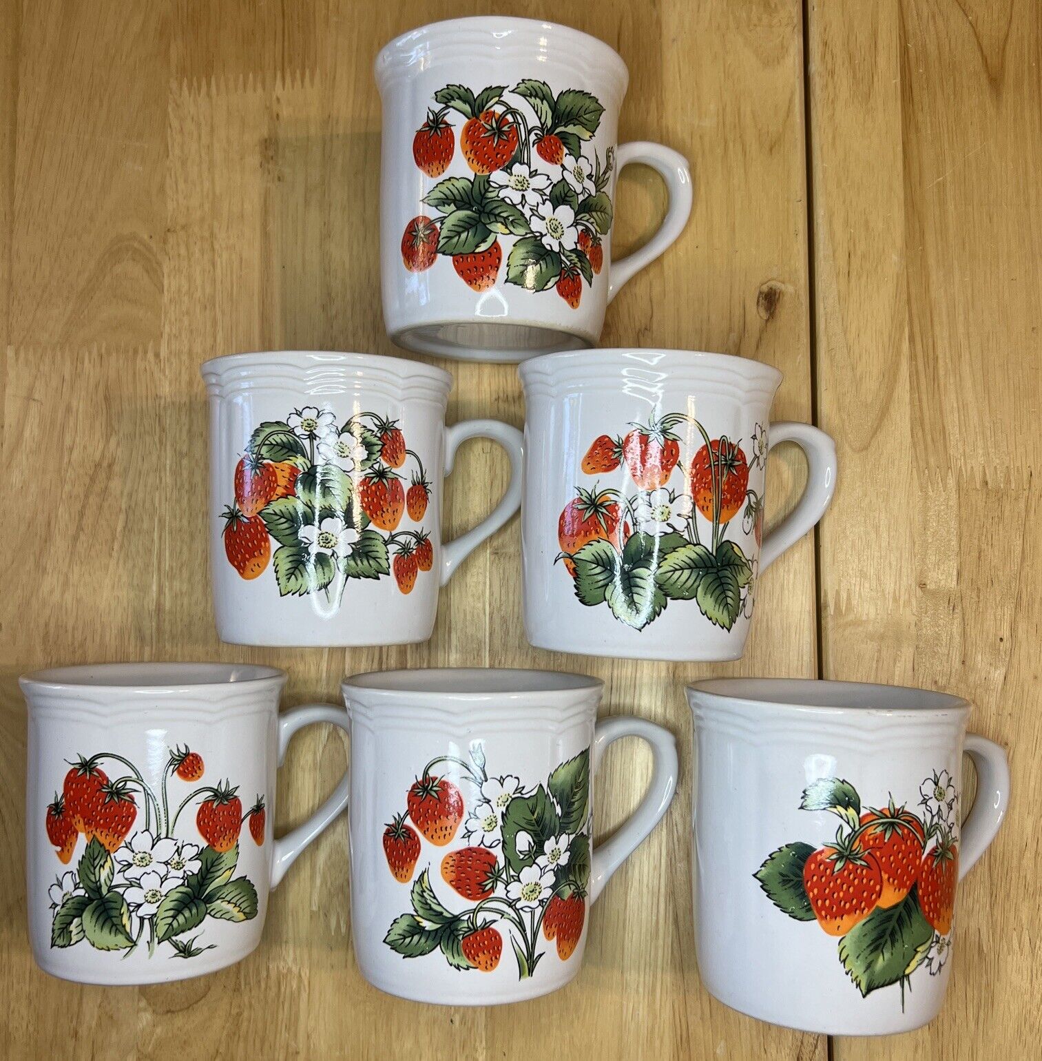 Vintage1970s Wild Strawberries Coffee Cup Japan Country Kitchen Set of 6 *PICS*