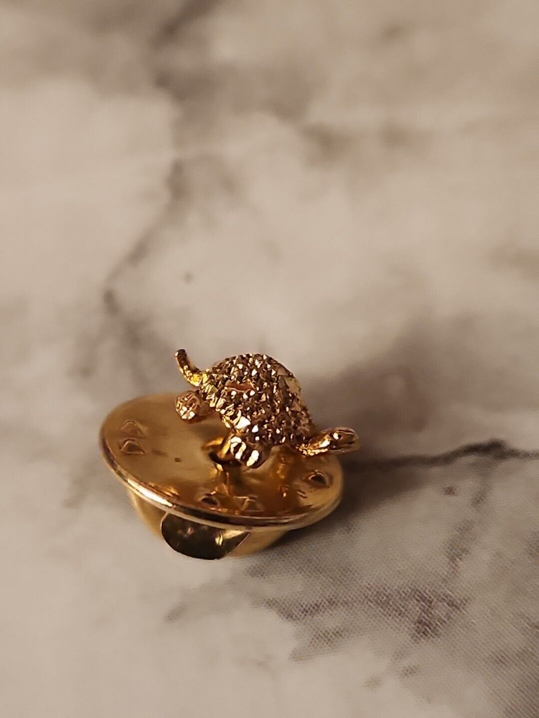 Vintage Tiny Baby Turtle Gold Tone Lapel Pin Hat Lanyard Tie Tack