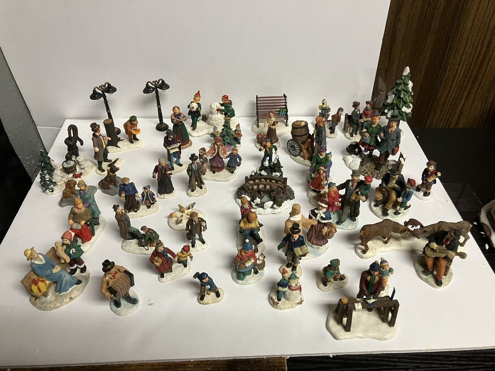 Lemax and Others, Christmas Village - Huge Lot of Vintage Figurines  Total Of 47