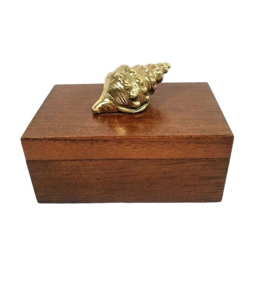 Gold Shell Wood Trinket Box Handmade Maple Hardwood 