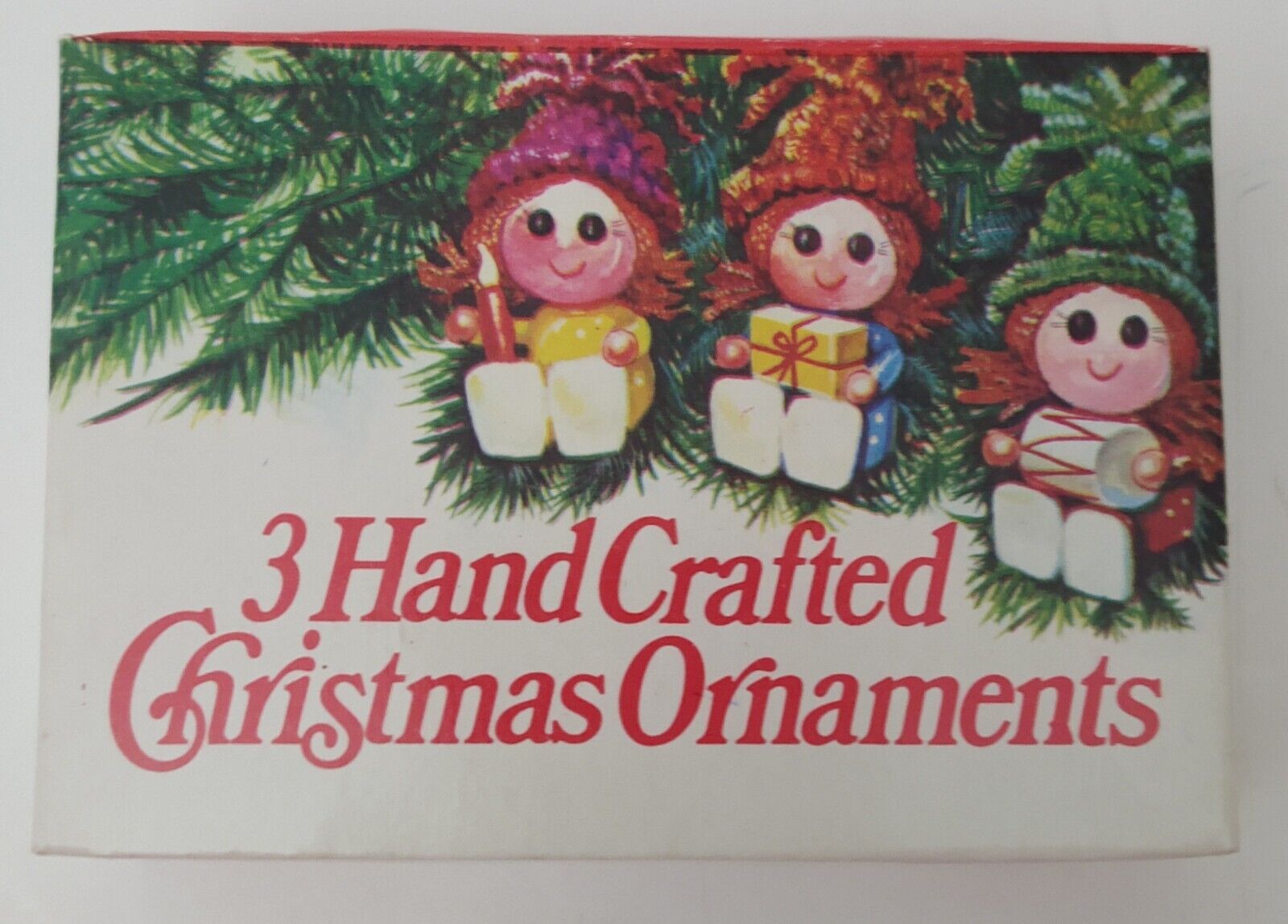 Vintage 1981 Handcrafted Set Of 3 Christmas Ornaments Pre-owned 