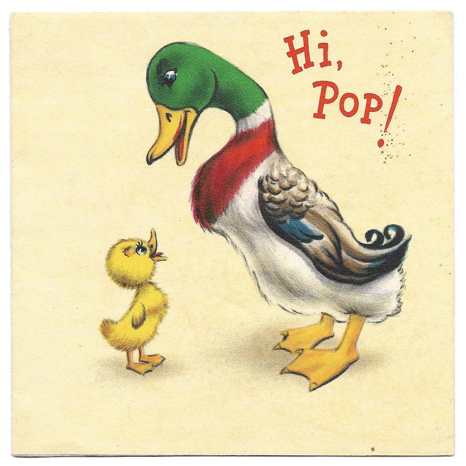 Vintage Father's Day Greeting Card 1950s Hi Pop Duck Duckling Retro Hallmark