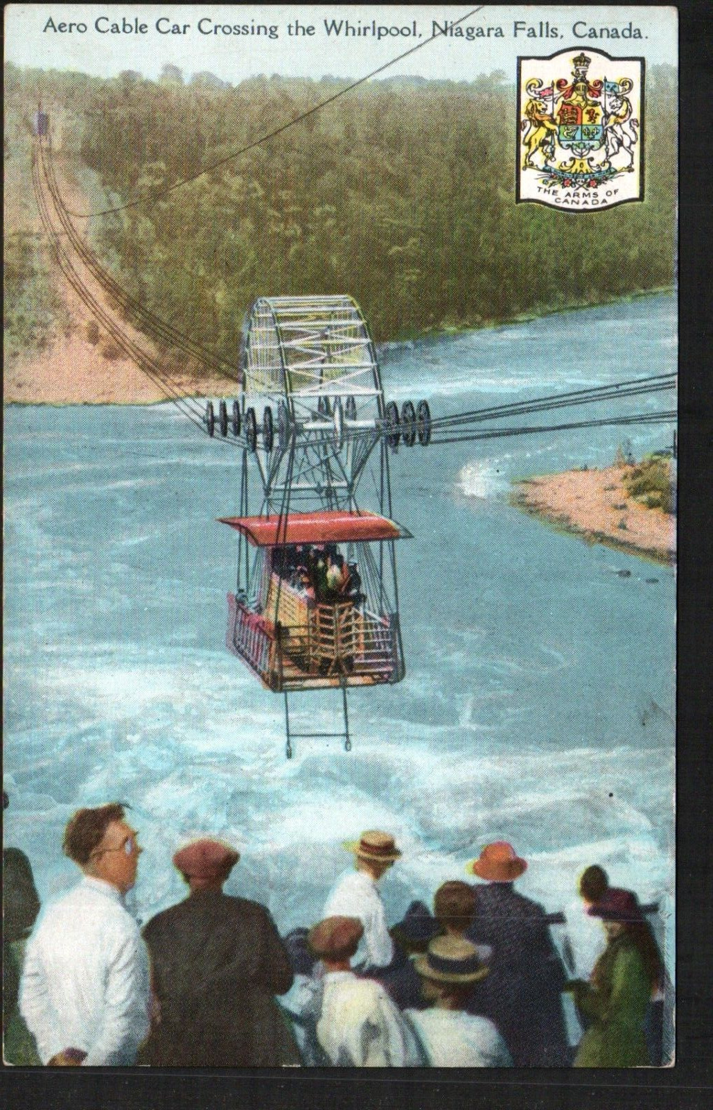 Postcard Aero Cable Car Crossing Whirlpool Niagara Falls Canada Longest Cableway