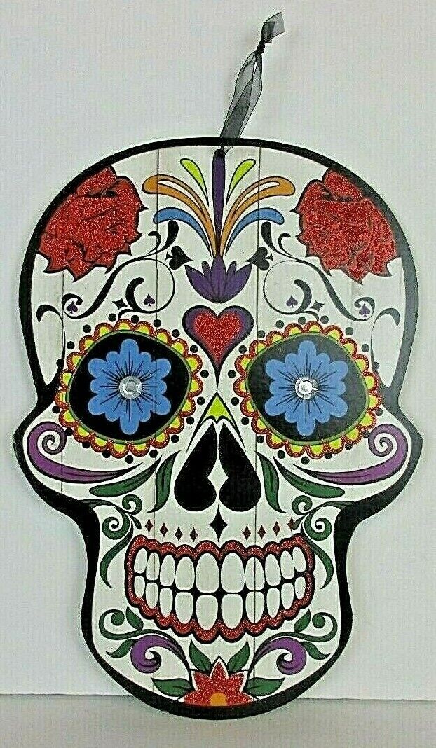 Dia de los Muertos Day of the Dead Calavera Sugar Skull w/Heart Folk Art 13\