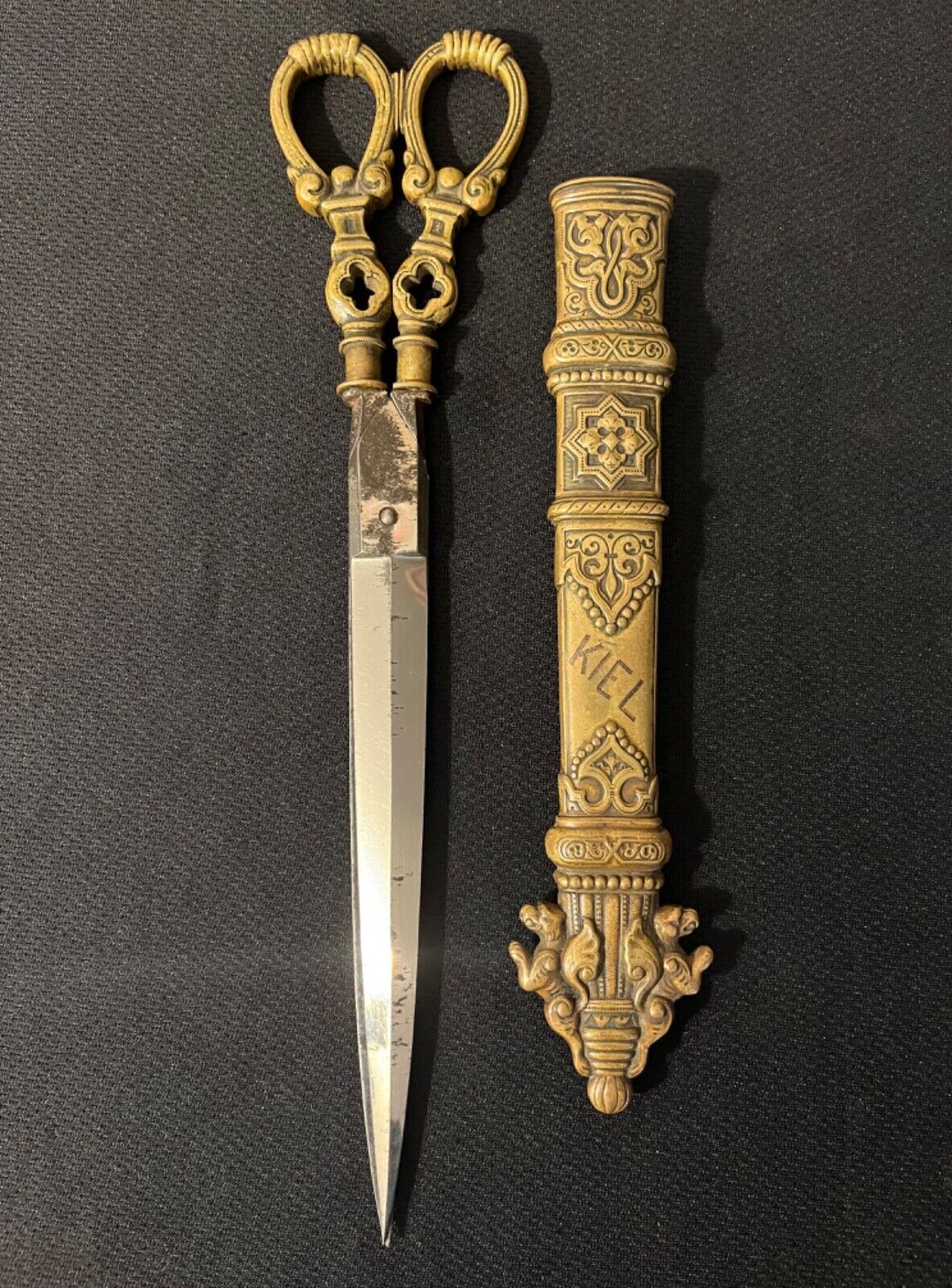 Antique GERMAN Scissors Dagger -19th Century \'Kiel\' Romantic -Old -Victorian