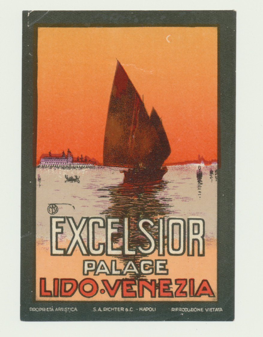 Vintage luggage label  Hotel Excelsior Palace Lido Venecia Italy