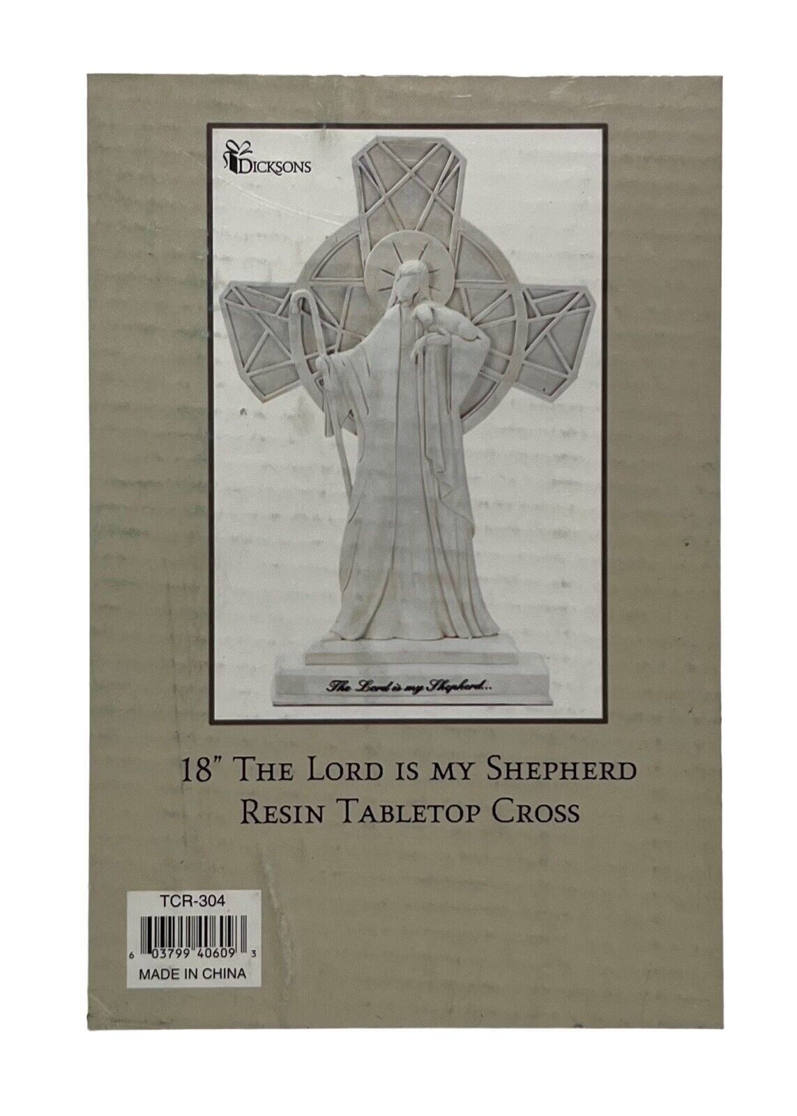 Dicksons Resin Tabletop Cross White The Lord is My Shepherd 18 Inch  Damaged Box