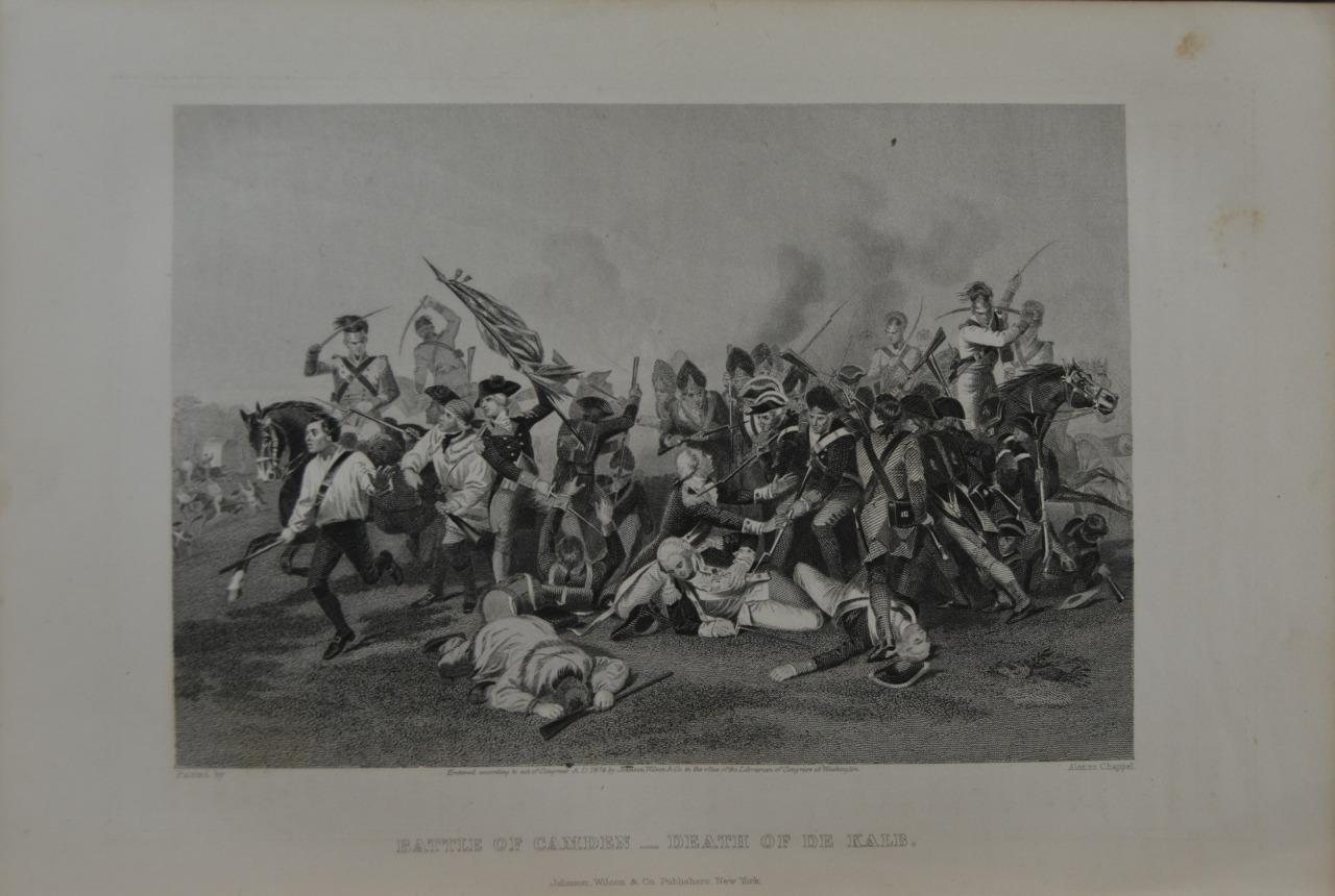 Antique Revolutionary War Battle of Camden Original 1870's Engraving Art