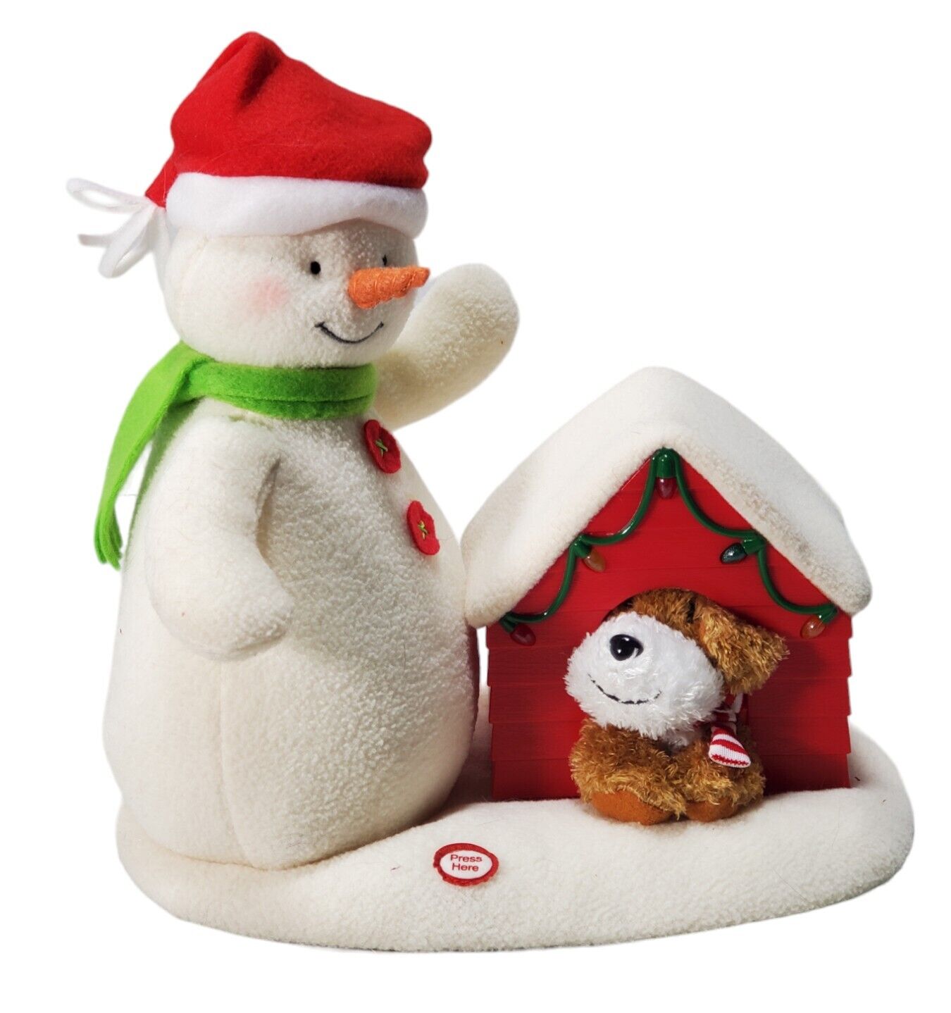 2011 Hallmark Jingle Pals Deck The Halls Duo Plush Singing Snowman Dog Animated