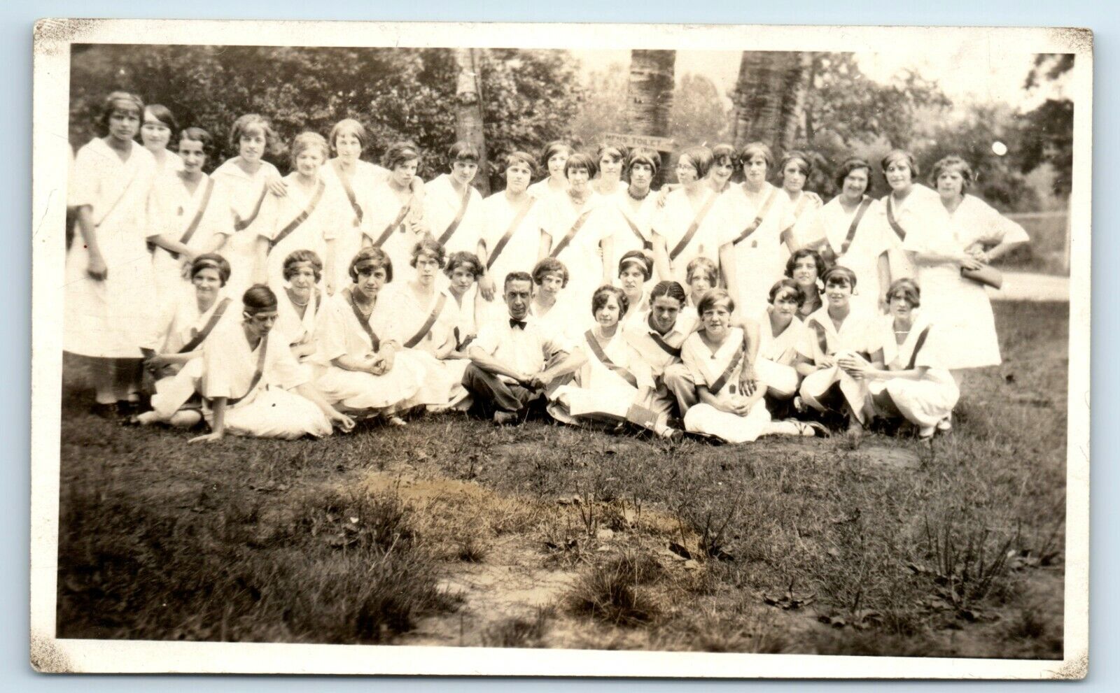 Postcard Group of Young Ladies posing for Photo c1917-1930 RPPC B199