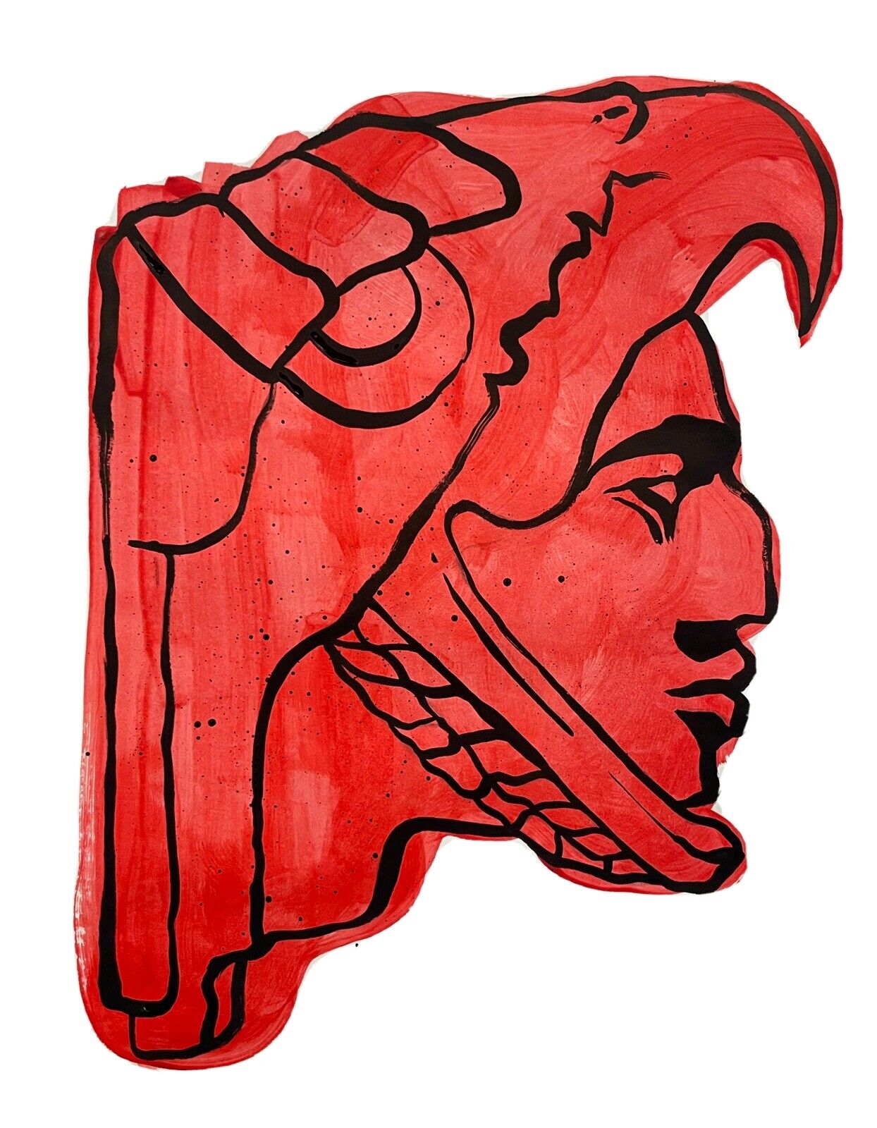 mexican folk art Aztec Eagle painting 18x12 acrylic on paper