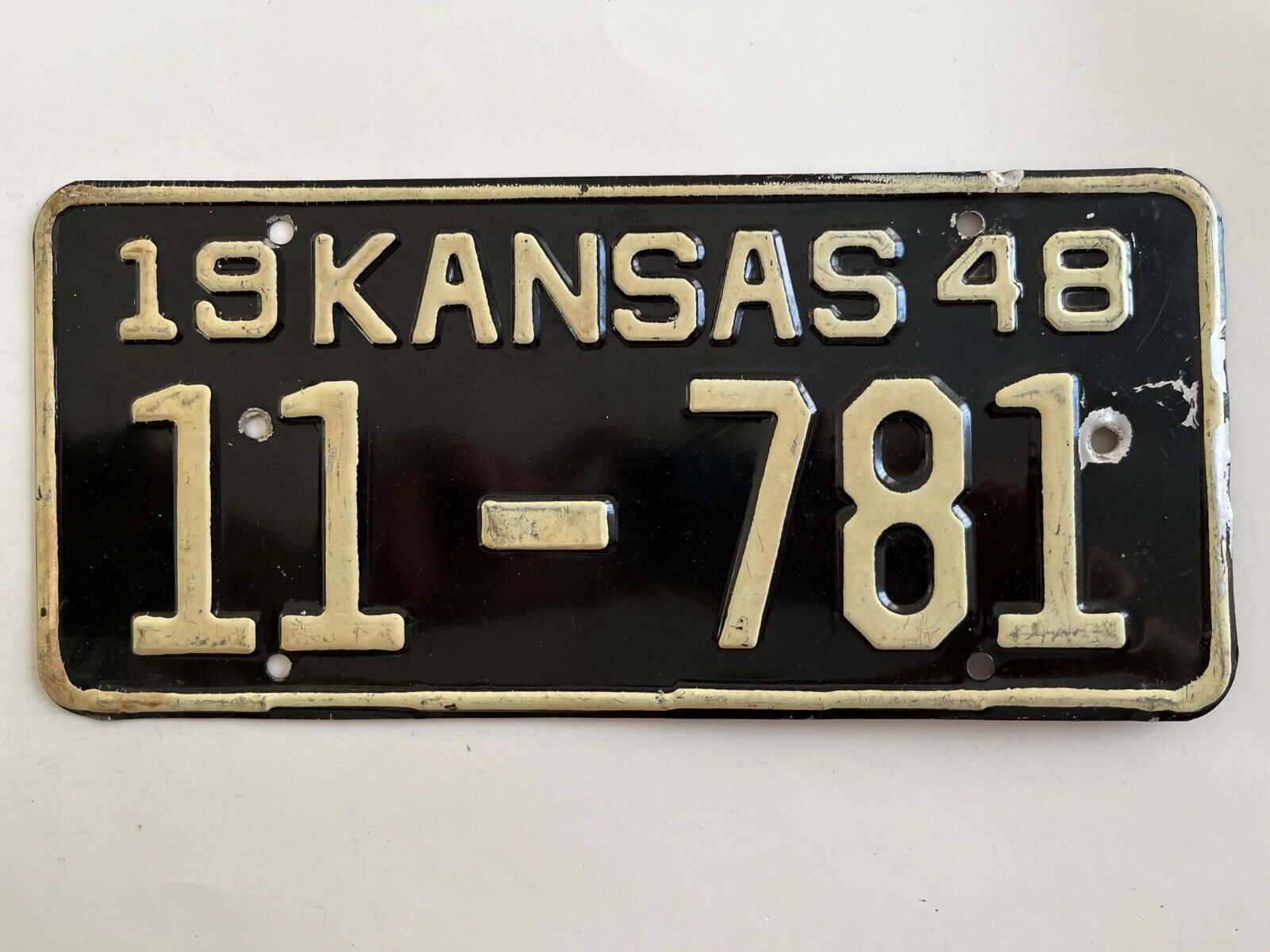 1948 Kansas License Plate County 11 All Original Glossy Paint
