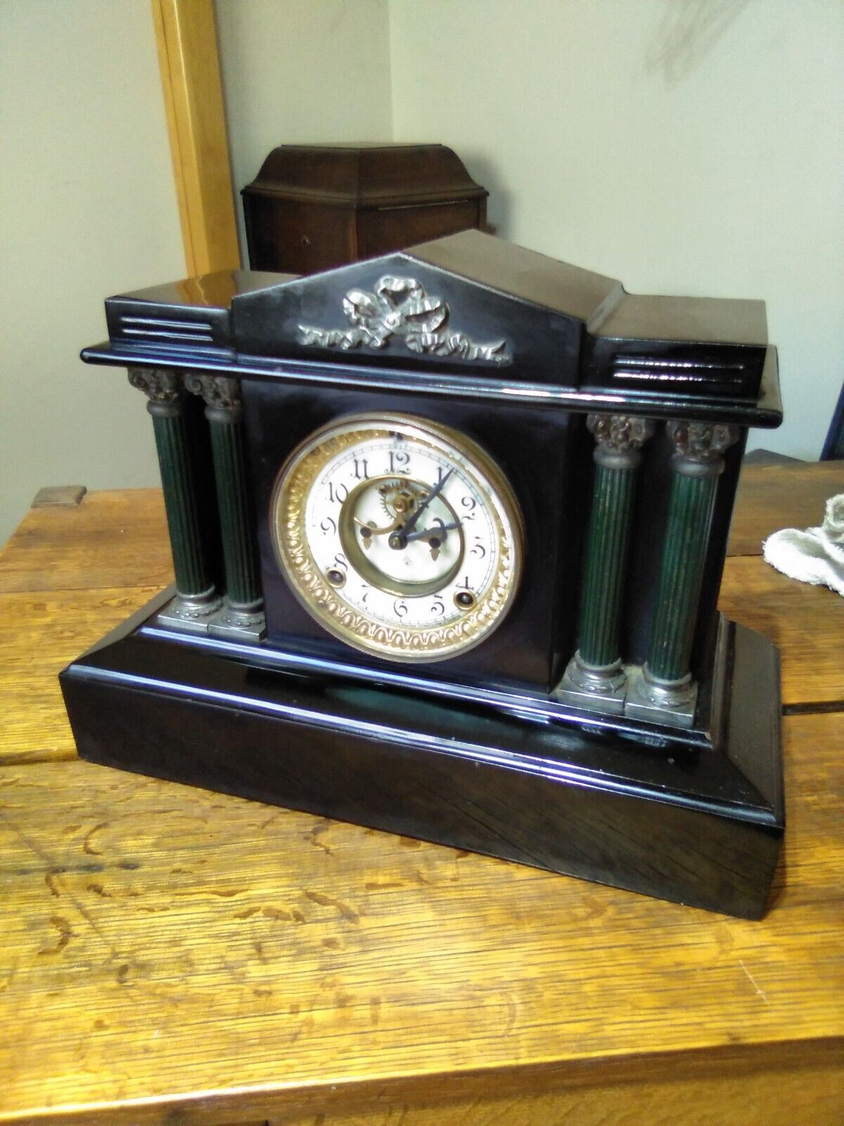 Antique Ansonia Cast Iron Mantle Clock   NOW HALF PRICE