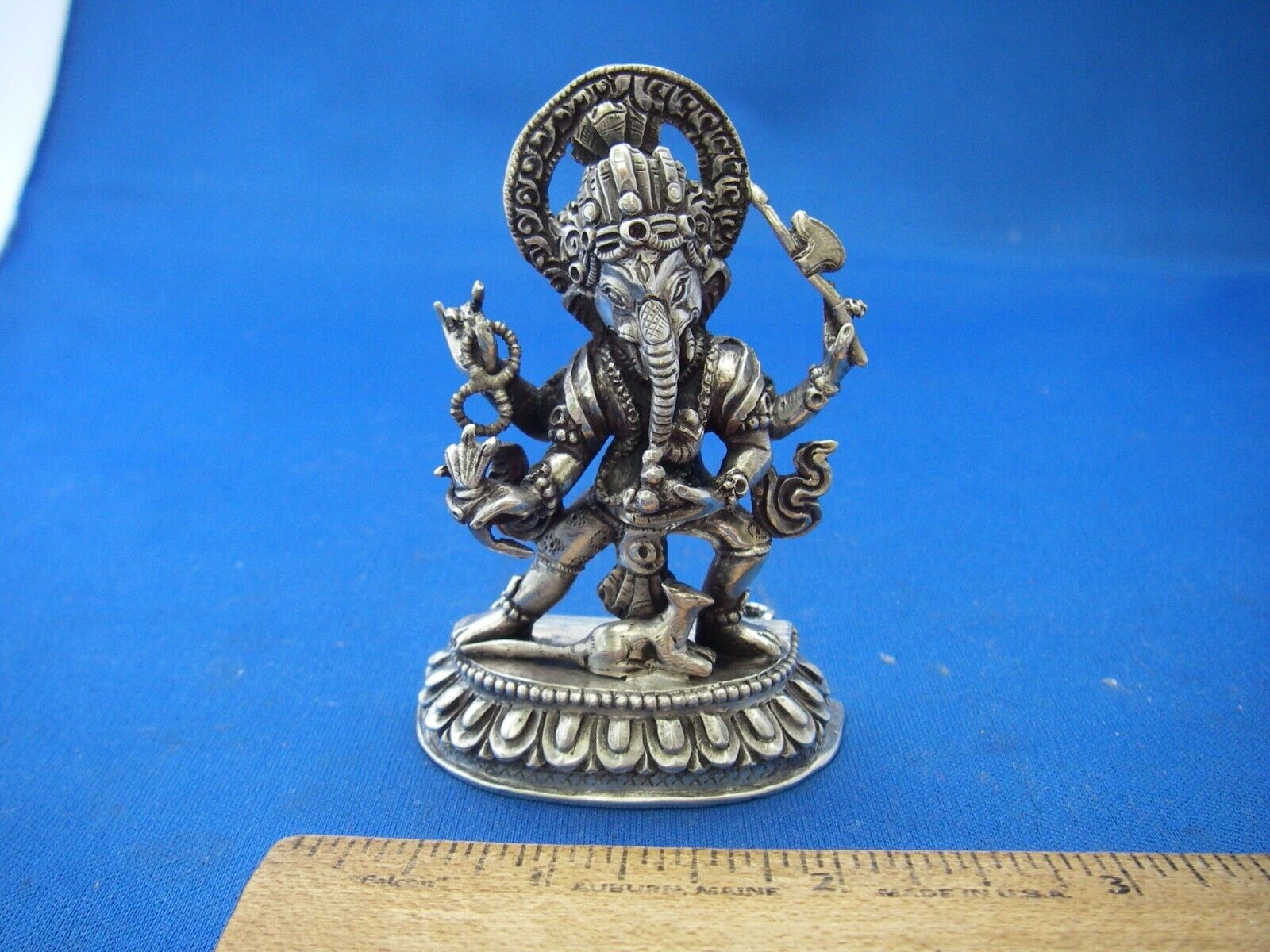 Fine Vintage INDIAN  Silver HINDU Ritual STANDING GANESH IDOL-Great Detail