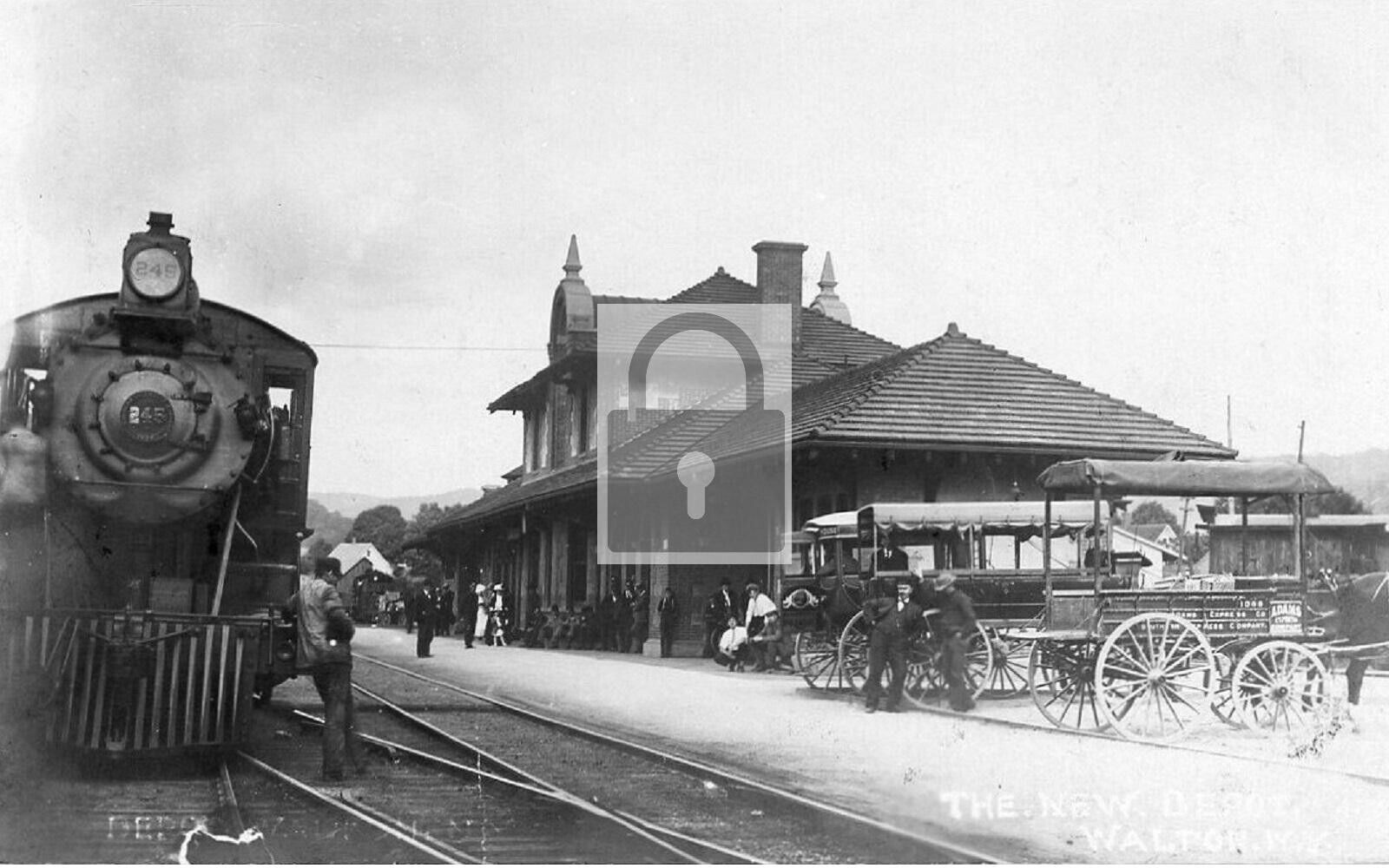 Railroad Train Station Depot Walton New York NY Reprint Postcard