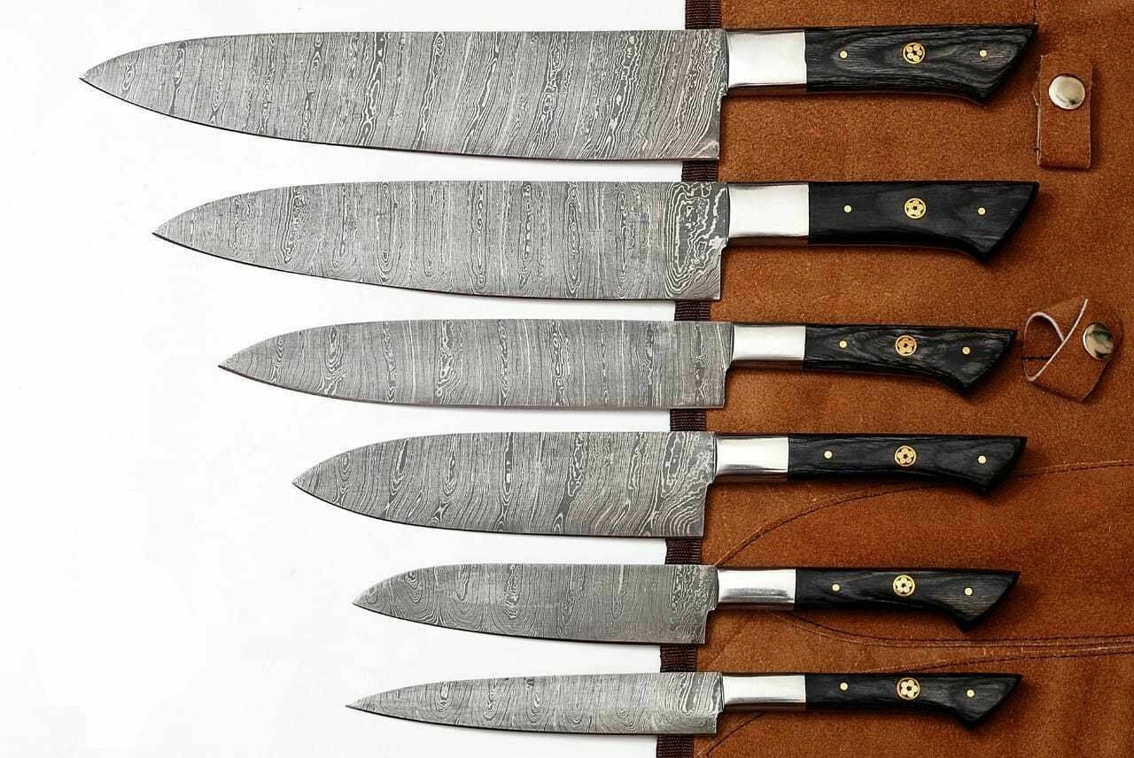 Custom Handmade Hand Forged Damascus Steel CHEF Kitchen KNIVES SET BBQ knives