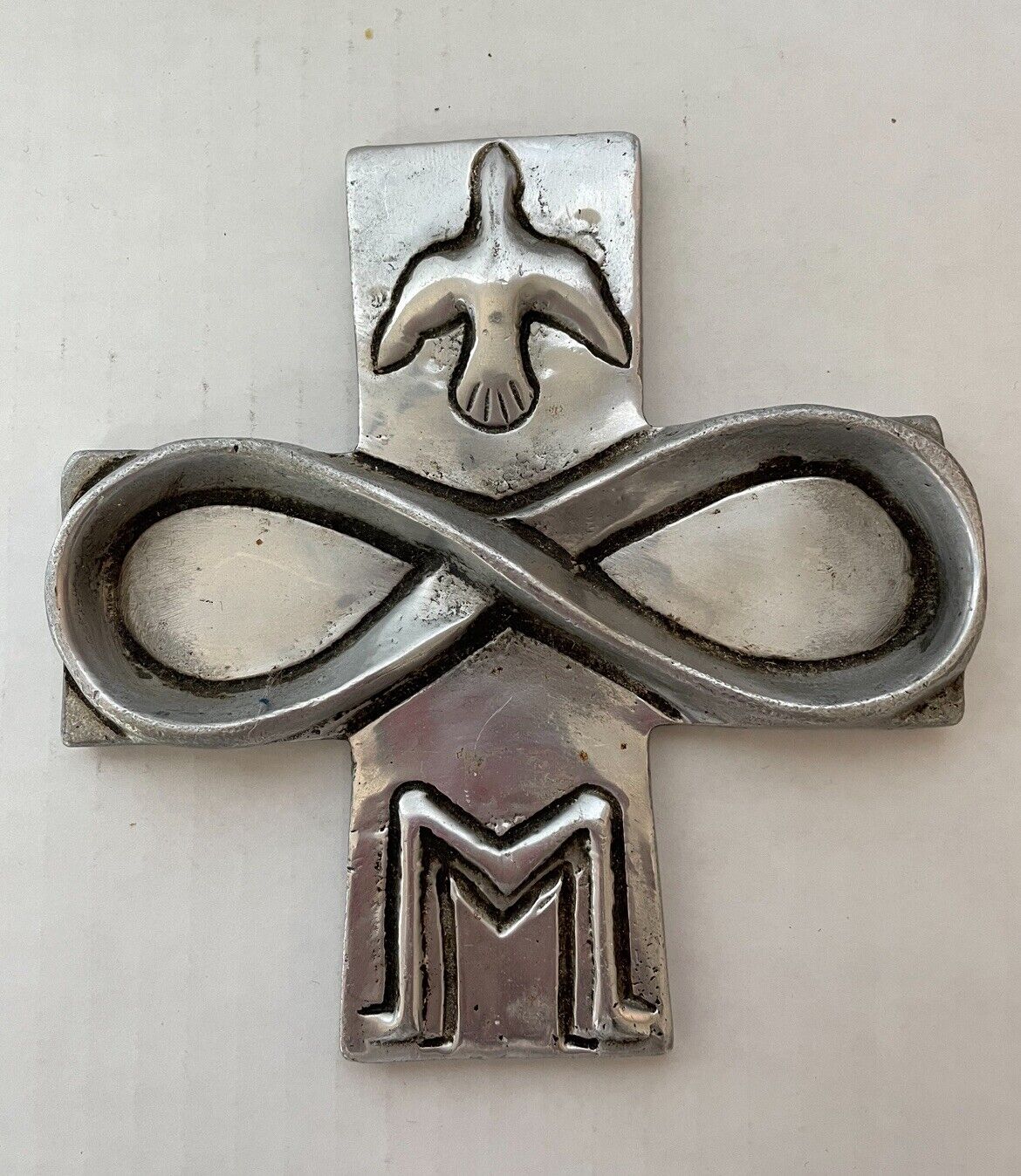 A La Carte Vintage Silver Pewter Infinite Cross Made In Mexico 1999