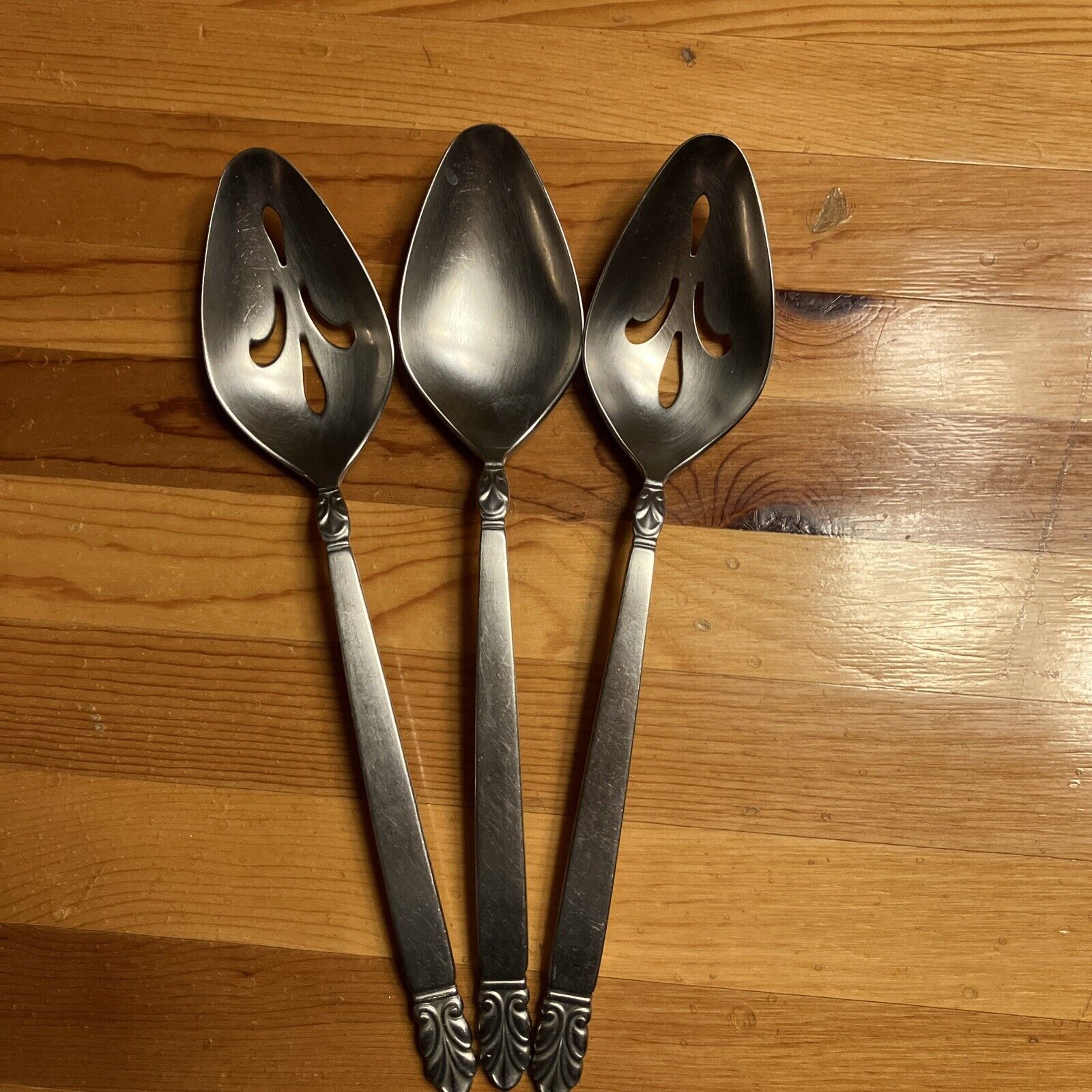 Set of 3 NORSE International Deluxe Stainless Serving Spoons Slotted Spoon