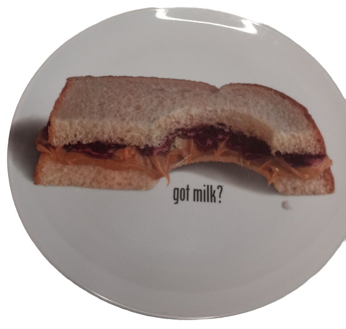 Vintage 1999 “Got Milk?” PB&J Sandwich Plate by At Home International 8in.