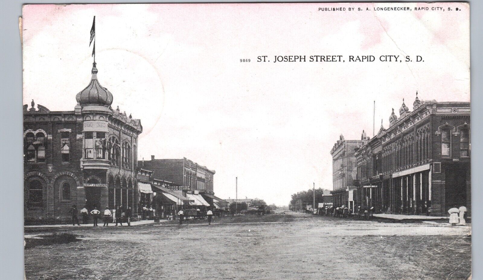 ST JOSEPH STREET VIEW picture postcard RAPID CITY SOUTH DAKOTA SD main rpo huron