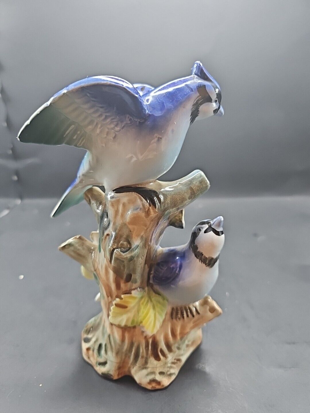 Vintage Porcelain Blue Jays Figurine Birds Branches Japan Antique 