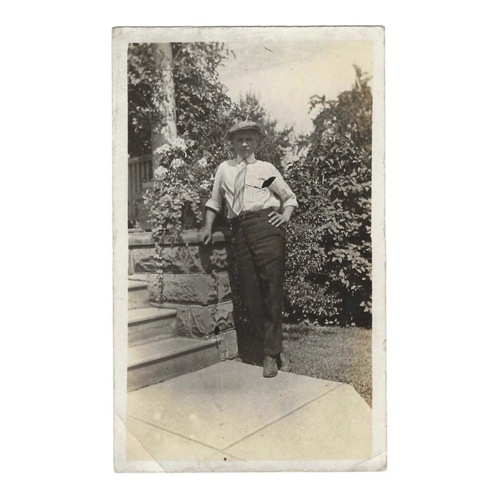 Vintage Snapshot Photo Dapper Man Posing With Hand On Hip