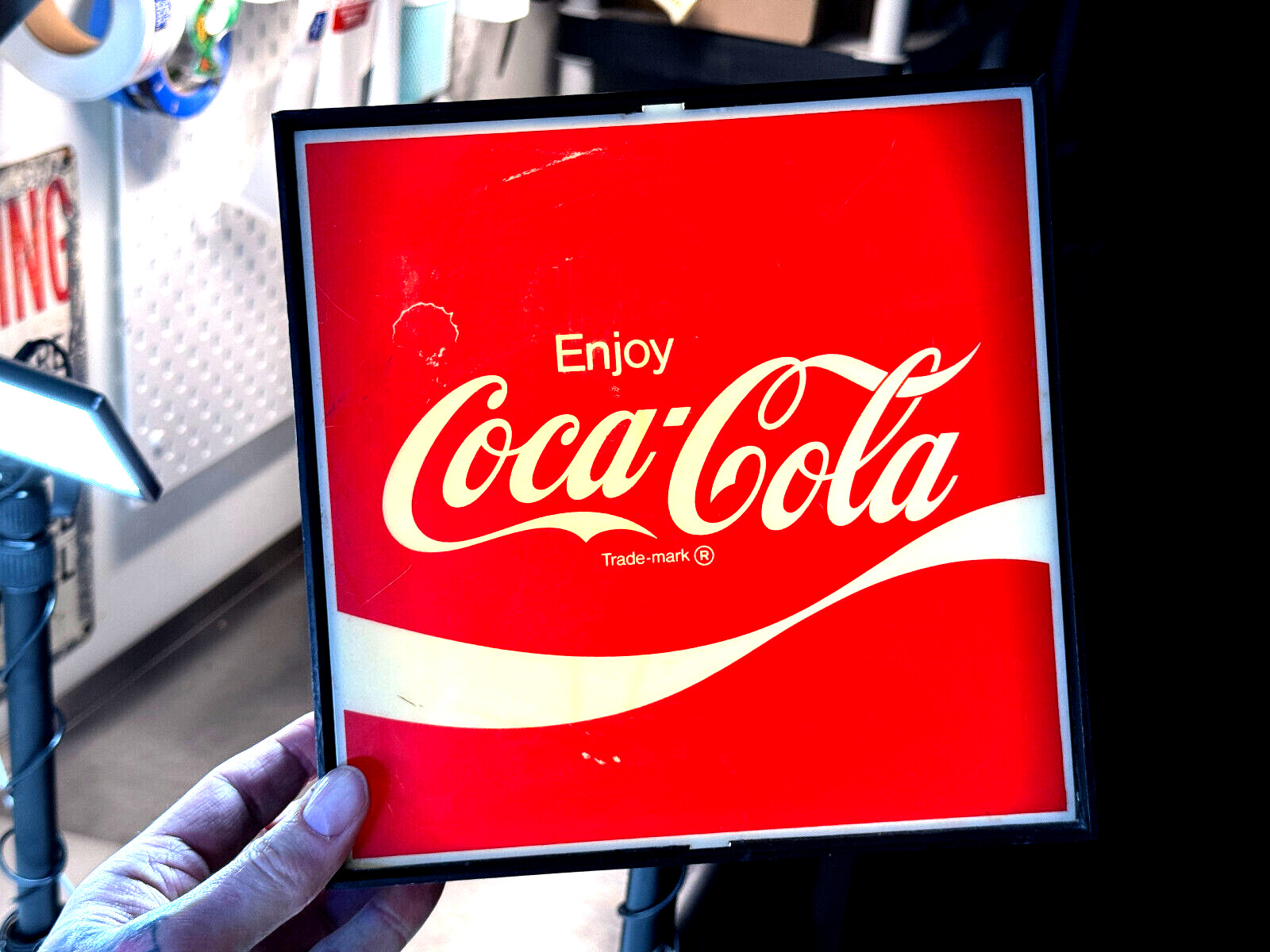 vtg 80s 90s Translite Coca-Cola lighted panel sign advertising 