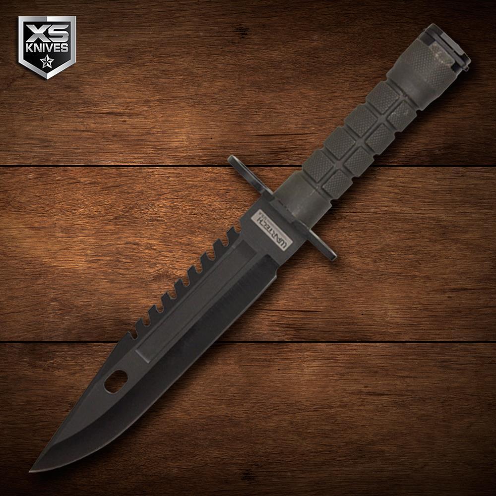 Tactical Fixed Blade Bayonet Green Handle Survival Hunting Knife + Sheath 12.75\
