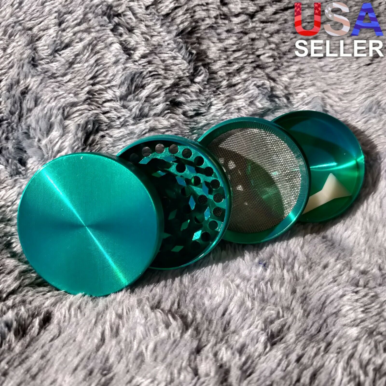 50mm Small Green 4 Piece Tobacco Herb Grinder Portable Metal Travel Size