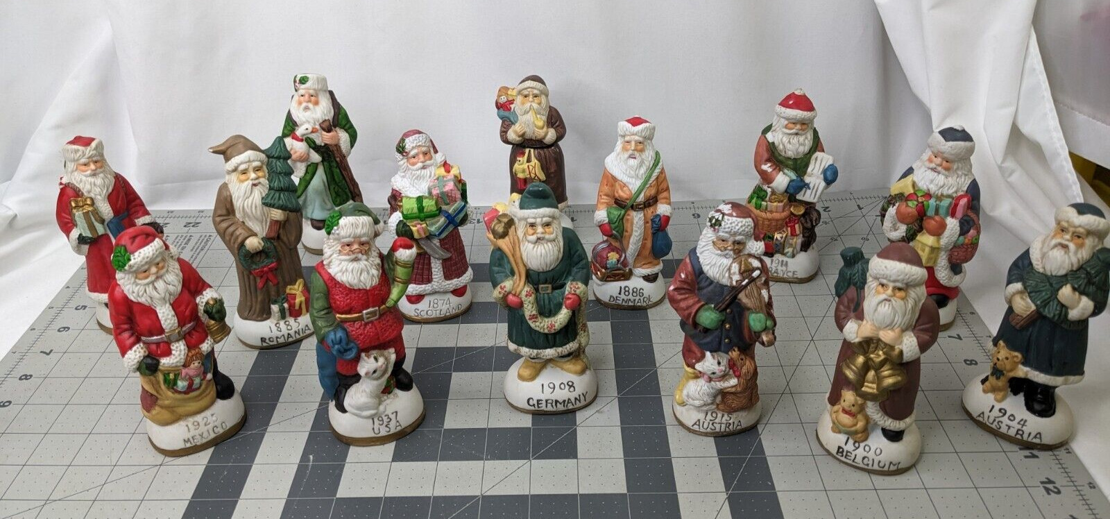 Santas From Around the World Santa Christmas Porcelain Figurines Set Lot of 14
