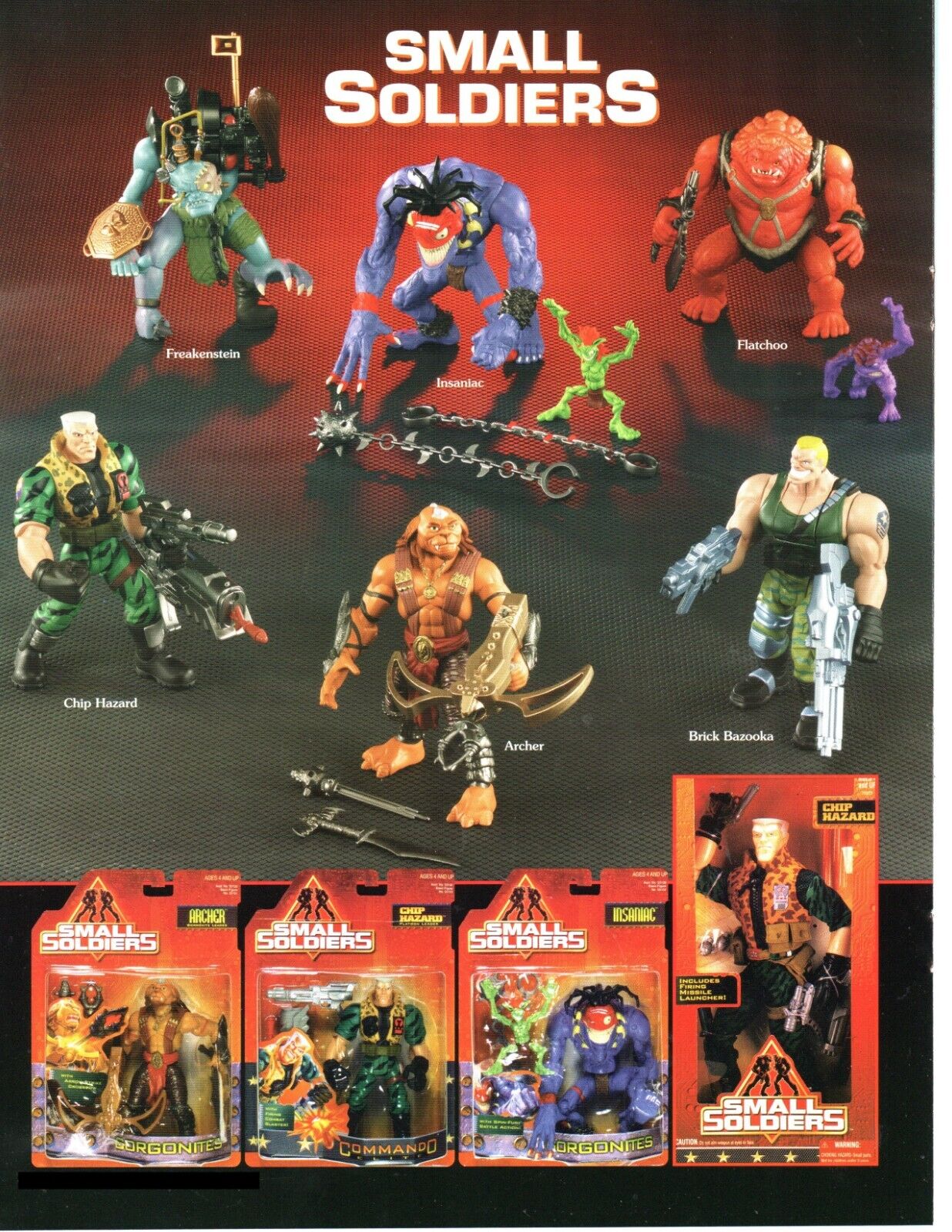 1998 SMALL SOLDIERS Movie Action Figures Toy PRINT AD - ARCHER, INSANIAC, CHIP