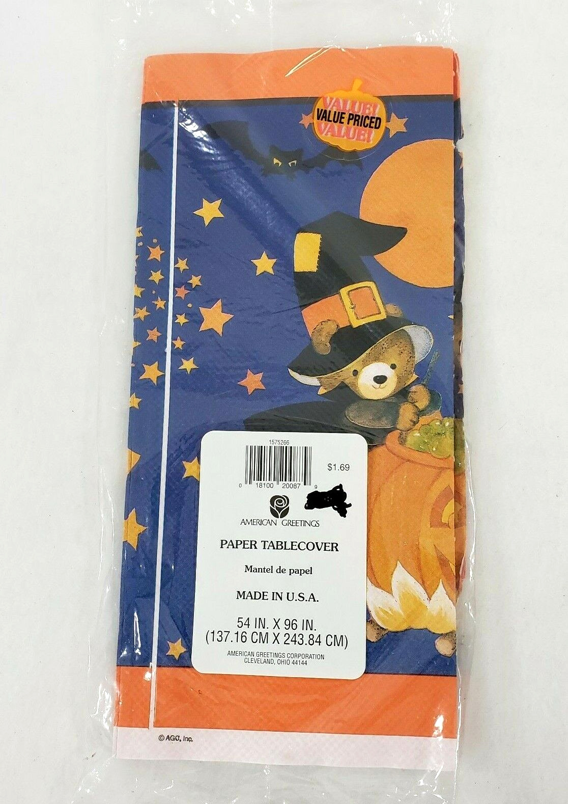 Vintage American Greetings Halloween Tablecloth paper party black cats bears