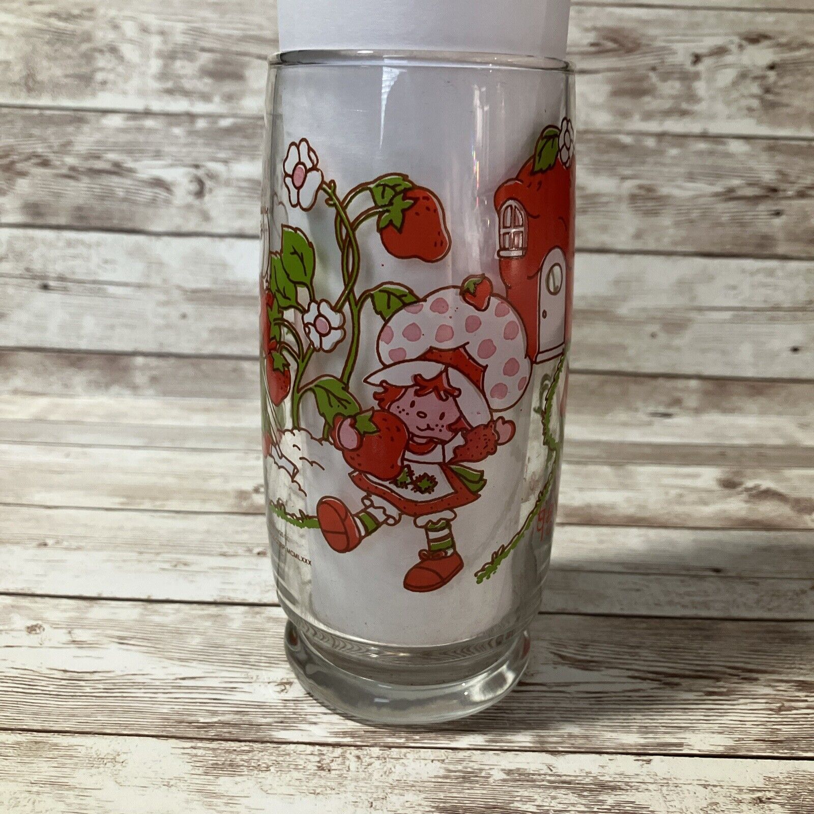 Strawberry Shortcake American Greetings Vintage 1980s Drinking Glass 6” Tall