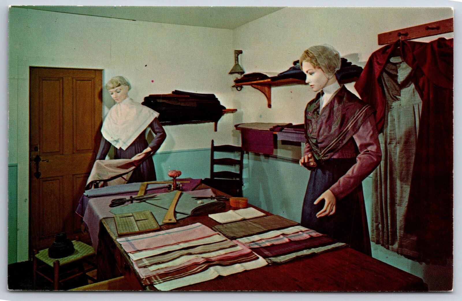 Interior~Old Chatham New York~The Shaker Museum Dressmaking Room~Vtg Postcard