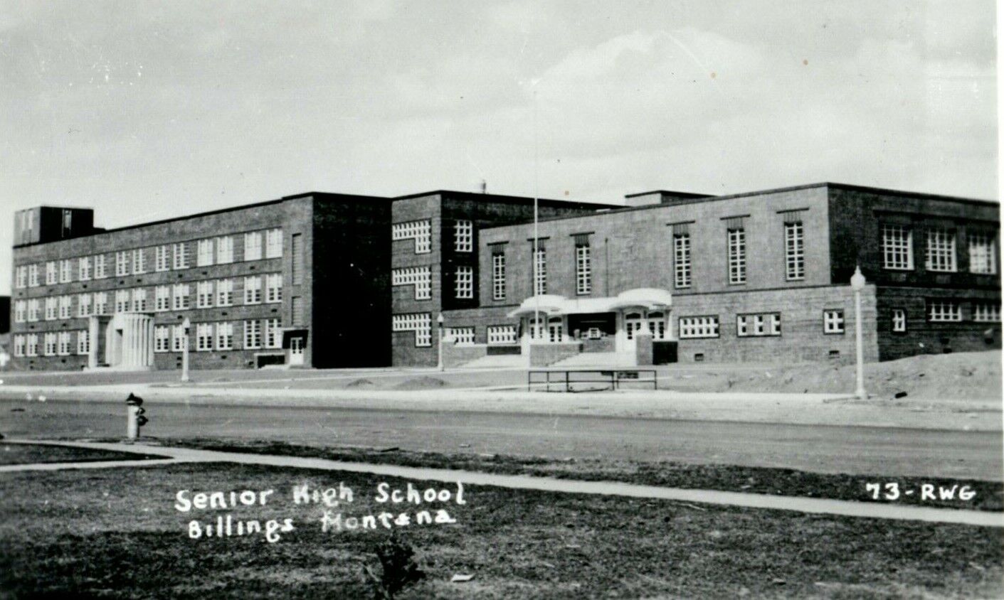 c1940's Senior High School Billings Montana MT RPPC Photo Antique Postcard