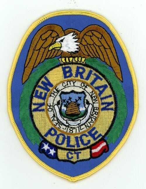 CONNECTICUT CT NEW BRITAIN POLICE YELLOW BORDER NICE SHOULDER PATCH SHERIFF